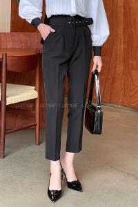 Black Cotton Fabric High Waist Comfortable Pants