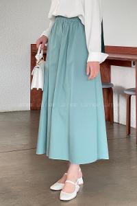 Lamelif Cep Detaylı Kloş Keten Etek Çağla Yeşili