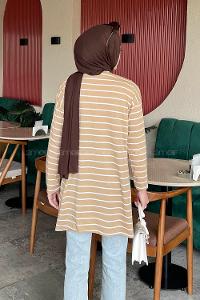 Brown With Milk Medium Crew Neck Half Arm Arm Cotton Fabric Printed T-shirt