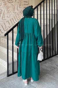 Lamelif Elica Tesettür Elbise Zümrüt