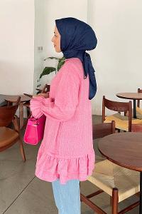 Candy Pink Shirt Collar Long Arm Cotton Fabric Poplin Fabric Shirt