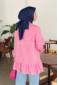 Candy Pink Shirt Collar Long Arm Cotton Fabric Poplin Fabric Shirt