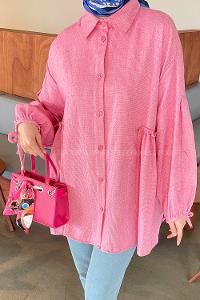 Candy Pink Shirt Collar Long Arm Cotton Fabric Poplin Fabric Shirt