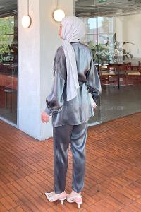 Lamelif Cep İnci Ve Taş Detaylı İkili Takım Antrasit