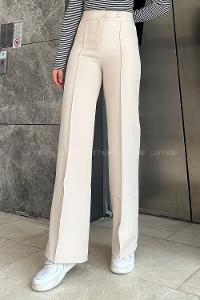 Cream Viscose Fabric High Waist Comfortable Pants