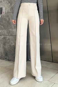 Cream Viscose Fabric High Waist Comfortable Pants