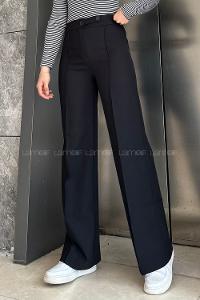 Lamelif Çımalı Çift Düğme Detaylı Pantolon Siyah