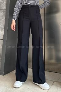 Lamelif Çımalı Çift Düğme Detaylı Pantolon Siyah