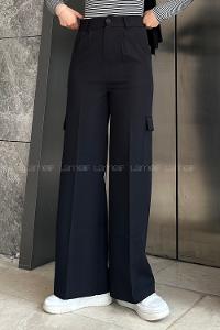 Lamelif Kargo Cep Detaylı Pantolon Siyah