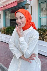 Lamelif G Desen Jakar Eşarp Oranj