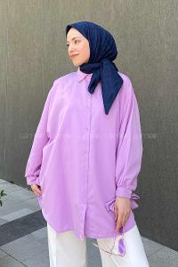 Lamelif Kol Detaylı Gömlek Lila