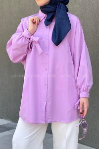 Lamelif Kol Detaylı Gömlek Lila