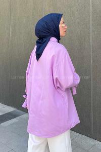 Lamelif Kol Detaylı Gömlek Lila