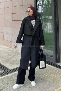 Black Long Arm Trench Coat