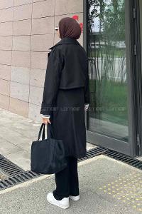 Black Long Arm Trench Coat