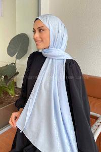 Lamelif Dior Desen Jakar Serisi Şal Bebe Mavi