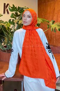 Lamelif Kazayağı Desen Jakar Serisi Şal Oranj