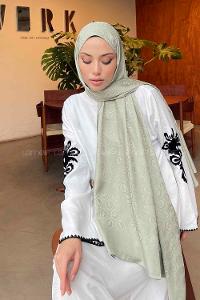 Lamelif LSY Desen Jakar Serisi Şal Açık Yeşil