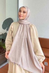 Lamelif LSY Desen Jakar Serisi Şal Koyu Vizon