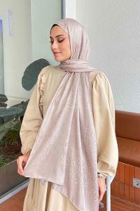 Lamelif LSY Desen Jakar Serisi Şal Koyu Vizon