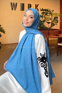 Lamelif LSY Desen Jakar Serisi Şal Okyanus Mavi