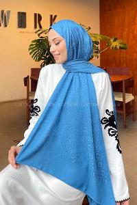 Lamelif LSY Desen Jakar Serisi Şal Okyanus Mavi