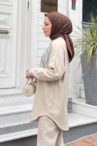 Lamelif Pul Payet Detaylı Gömlek Bej