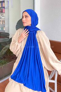 Lamelif Saks Mavi Penye Şal