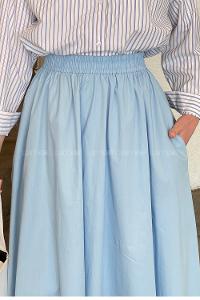 Lamelif Cep Detaylı Kloş Keten Etek Bebe Mavisi