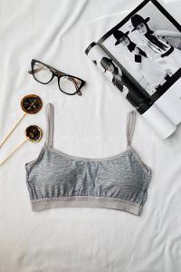 Gray Cotton Without Underwire Unsupport Bralet