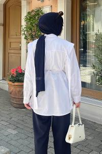 White Shirt Collar Long Arm Cotton Poplin Fabric Shirt