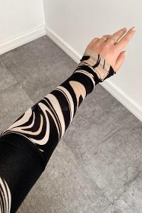 Lamelif Bisiklet Yaka Dalga Desen Body Bej