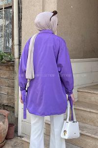 Lamelif Kol Detaylı Gömlek Mor