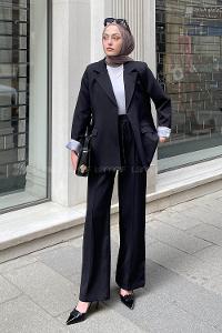 Black V Neck Long Arm Jacket