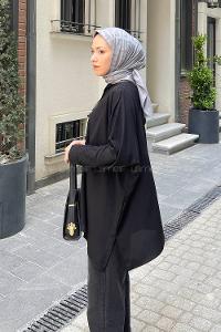 Black Shirt Collar Long Arm Cotton Fabric Unprinted Shirt