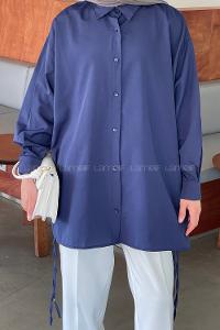 Lamelif Oversize Gömlek Lacivert