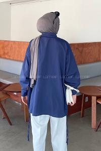 Lamelif Oversize Gömlek Lacivert