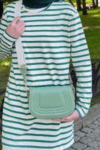 Lamelif Çapraz Askılı Kapaklı Çanta Çağla Yeşili