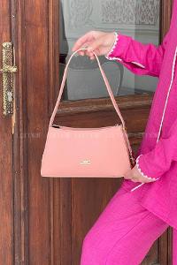 Lamelif Toka Detaylı Baget Kadın Çanta Pudra
