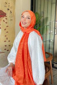 Lamelif Coach Desen Jakar Şal Turuncu