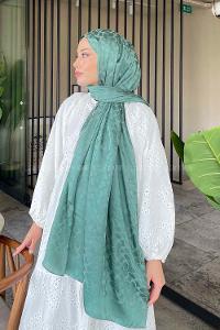 Lamelif Coach Desen Jakar Şal Yaprak Yeşili