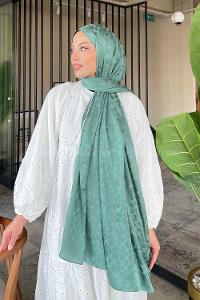 Lamelif Coach Desen Jakar Şal Yaprak Yeşili