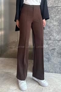 Brown-1 Cotton High Waist Comfortable Pants