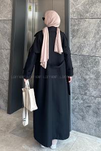 Lamelif Against Omuz Apoletli Trençkot Siyah