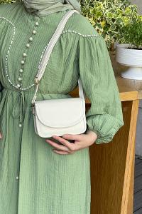 Lamelif Mini Kutu Çapraz Çanta Kadın Krem