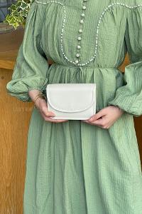 Lamelif Mini Kutu Çapraz Çanta Kadın Krem