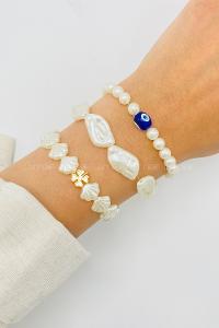 Lamelif 3lü Kombin Yonca Charmlı İnci Bileklik Seti