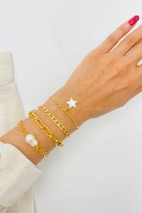 Lamelif Gümüş 4lü Kombin Yıldız Detaylı Zincir Bileklik Seti