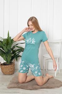 Lamelif Kısa Şortlu Pijama Takımı Kadın Petrol Mavisi