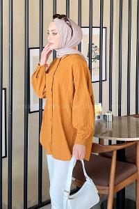 Lamelif Kraşlı Gömlek Hardal Sarısı